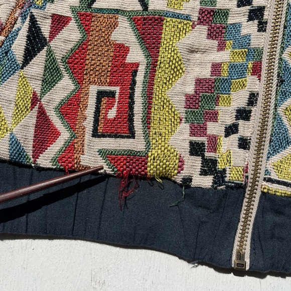 Women's Paramita Jacket Multicolor Aztec L Full Zip BOHO Far East Hippie Fairy - Picture 7 of 16